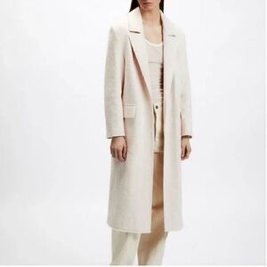 Zara Cream Textured Oversized Long Coat(XS)